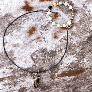 Diffusing Bracelet & TigerEyeHealing Crys Necklace